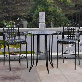 Bar Height Patio Dining Sets At Lowes International Caravan Mandalay 3 Piece Antique Black Wrought Iron Bar Patio Dining Set