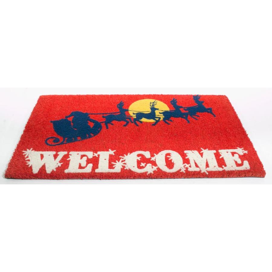 Imports Decor Christmas Red Rectangular Door Mat Common 1 1 2 Ft