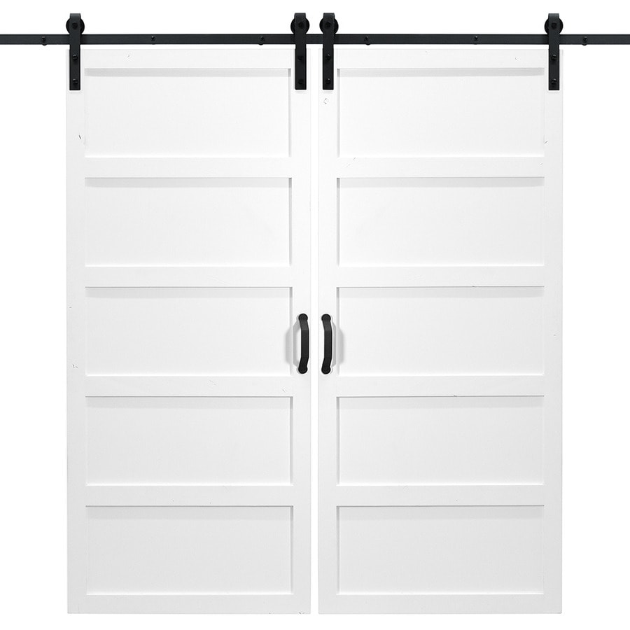 Dogberry 5 Panel White Stained Equal Wood Knotty Alder Barn Door