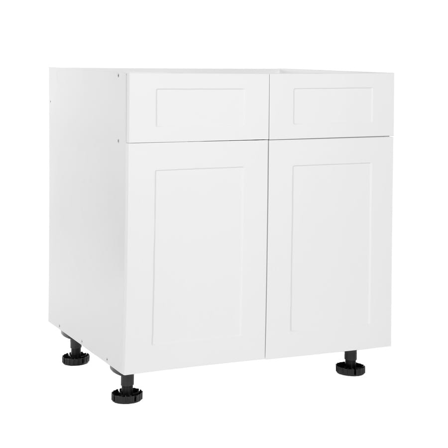 Cambridge 27 In W X 34 5 In H X 24 In D Shaker White Wood Door Base Stock Cabinet In The Stock Kitchen Cabinets Department At Lowes Com