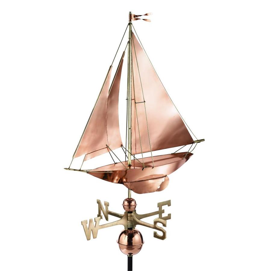 Good Directions Polished Copper Roofmount Racing Sloop Weathervane at