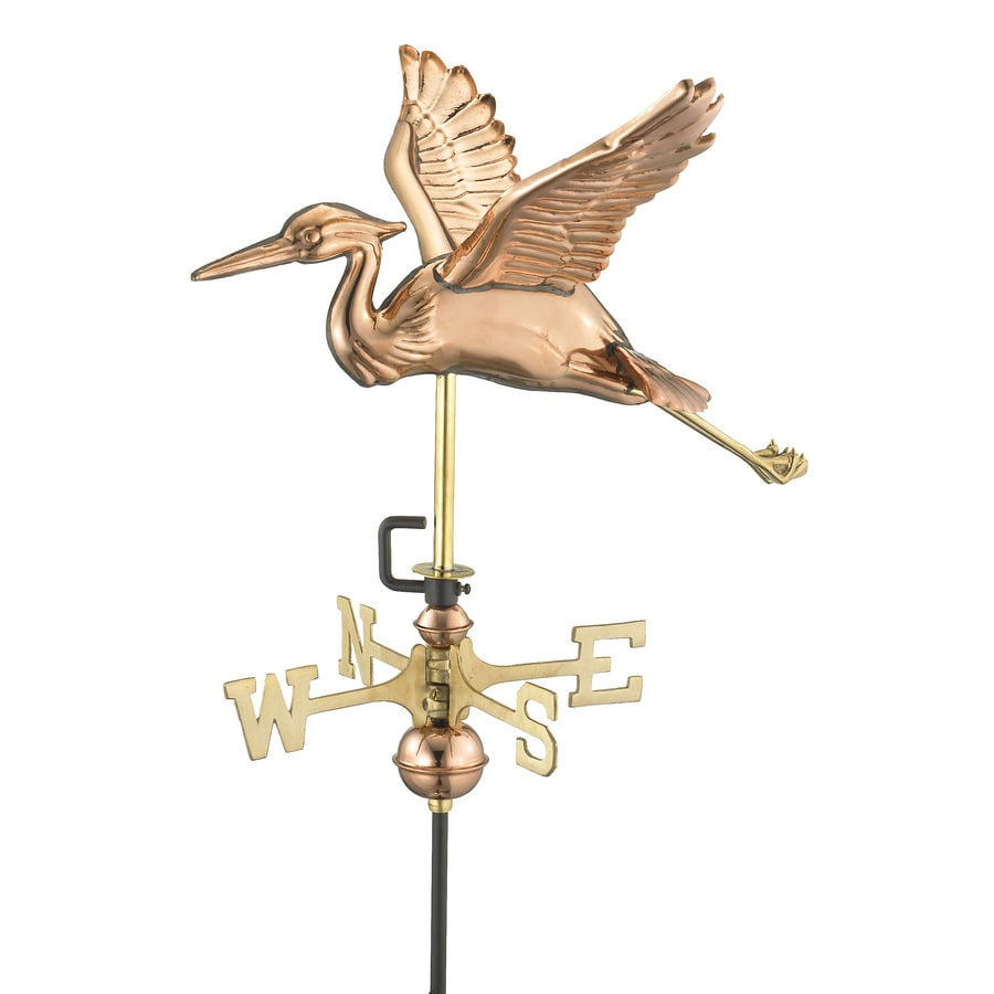 Good Directions Polished Copper Roofmount Blue Heron Weathervane at
