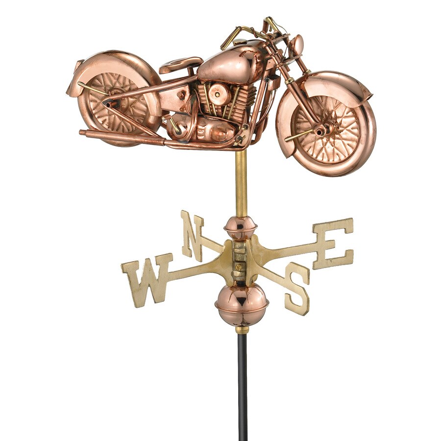 Good Directions Polished Copper Roofmount Motorcycle Weathervane at