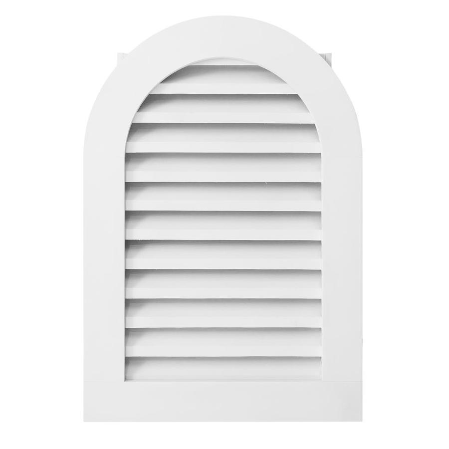 AWSCO 18in x 36in Vinyl White Round Top Vinyl Gable Vent in the Gable