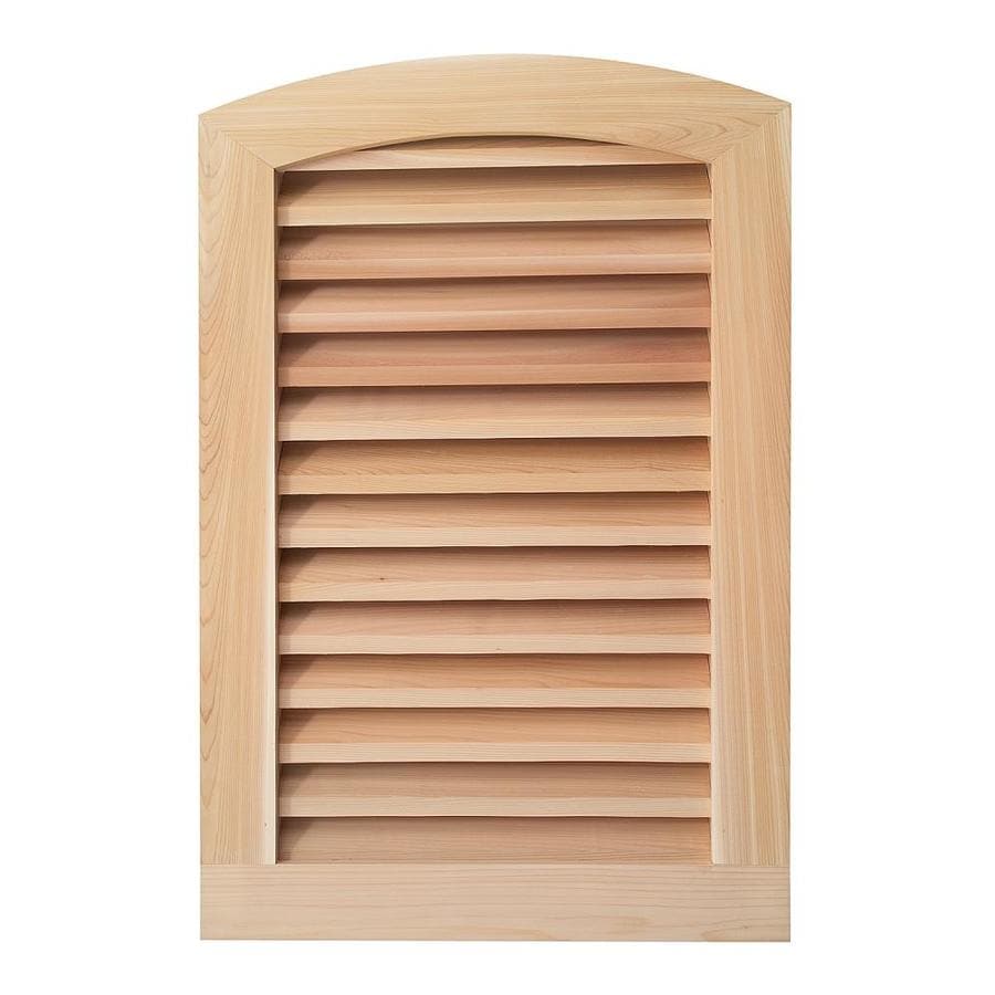 AWSCO 24in x 36in Raw Redwood Round Top Wood Gable Vent in the Gable