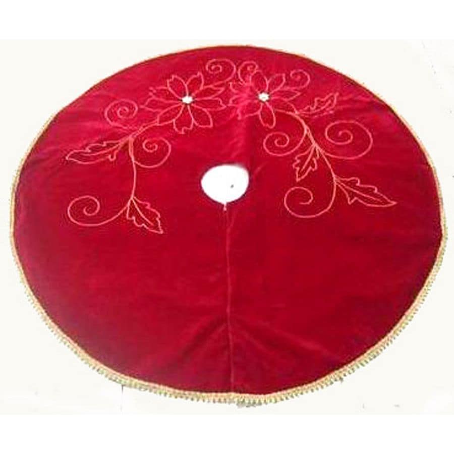 Holiday Living 56 In Burgundy Poinsettia Christmas Tree Skirt Holiday Living 56 In Burgundy Poinsettia Christmas Tree Skirt