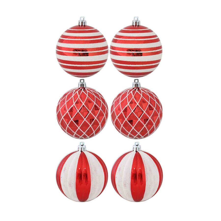 Holiday Living Red, White Stripe Ornament Set Lights at Lowes.com