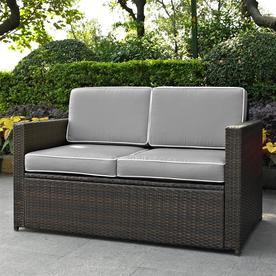 Patio Sofas Loveseats At Lowes Crosley Furniture Palm Harbor Wicker Outdoor Loveseat With Tan Cushion And Dark Brown Steel Frame