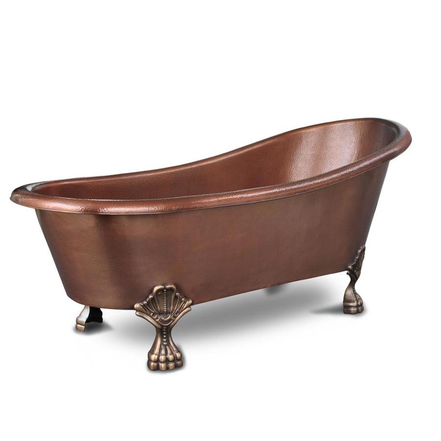 SINKOLOGY 67.5-in Antique Copper Oval Front Center Drain ...