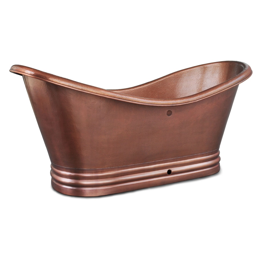 Sinkology 71 5 In Hammered Antique Copper Oval Center Drain Freestanding Bathtub At