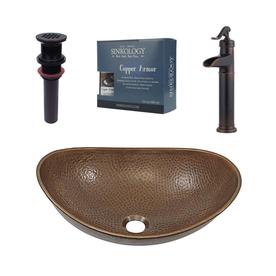 Vessel Bathroom Sinks At Lowes Sinkology Antique Copper Vessel Oval Bathroom Sink With Faucet Drain Included