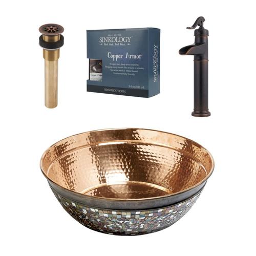 Sinkology Naked Copper Copper Vessel Round Bathroom Sink With Faucet Drain Included In X