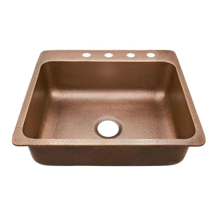 Sinkology 25 In X 22 In Hammered Antique Copper Single Basin