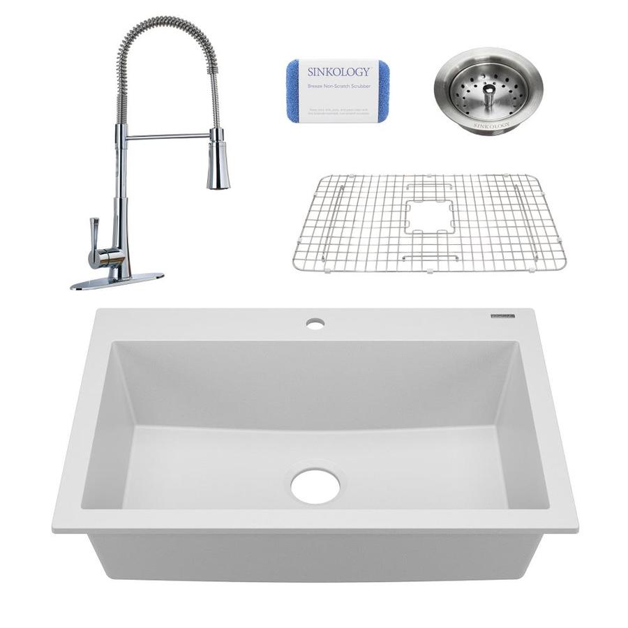 Sinkology Camille 33 In X 22 Matte Canvas White Single Basin Drop