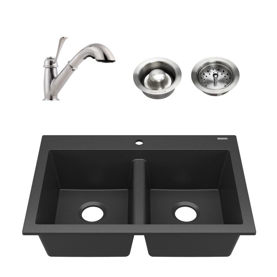 drains faucet composite pfister granite sink matte bowl drop double kitchen sinkology whitney lowes