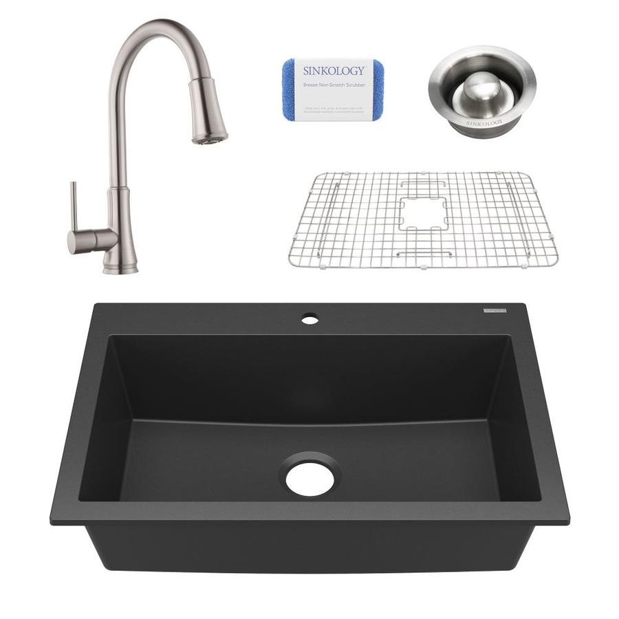 Sinkology Camille 33 In X 22 In Matte Black Single Bowl Drop In Or