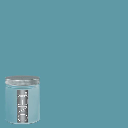 Olympic 8oz Aqua Blue Interior Satin Paint Sample in the Paint Samples