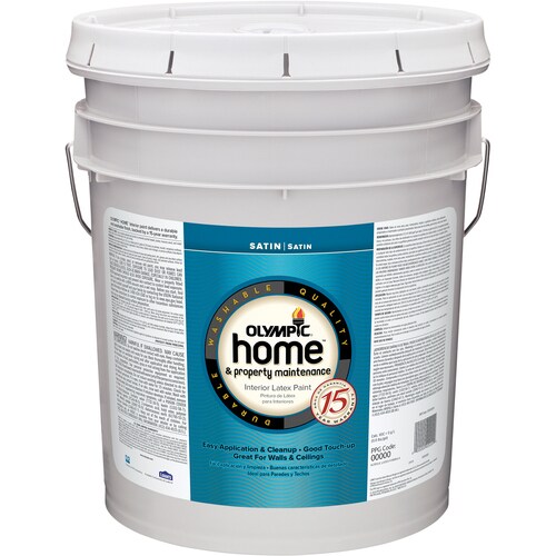 Olympic Home Base 5 Satin White Tintable Interior Paint (5Gallon) in
