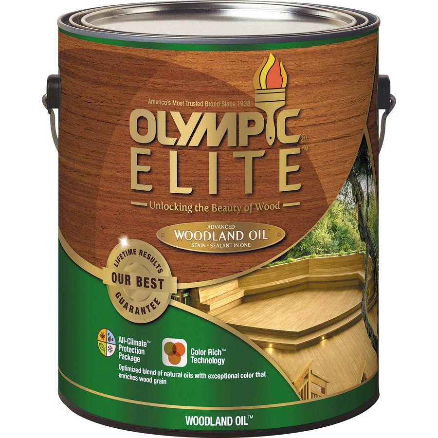 Olympic ELITE PreTinted Woodland Oil Kona Brown Transparent Exterior