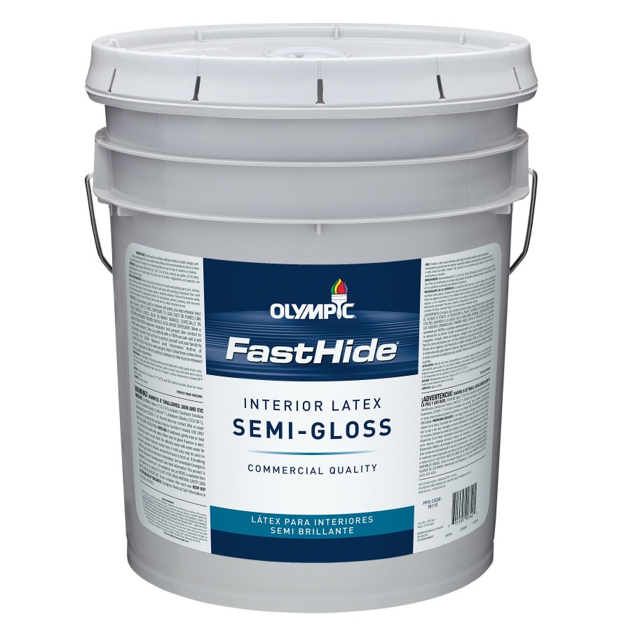 FastHide 5Gallon Interior SemiGloss White LatexBase Paint at