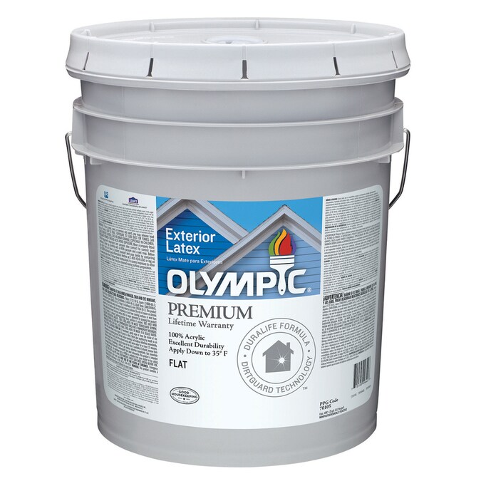 Olympic Flat White Exterior Tintable Paint (5Gallon) in