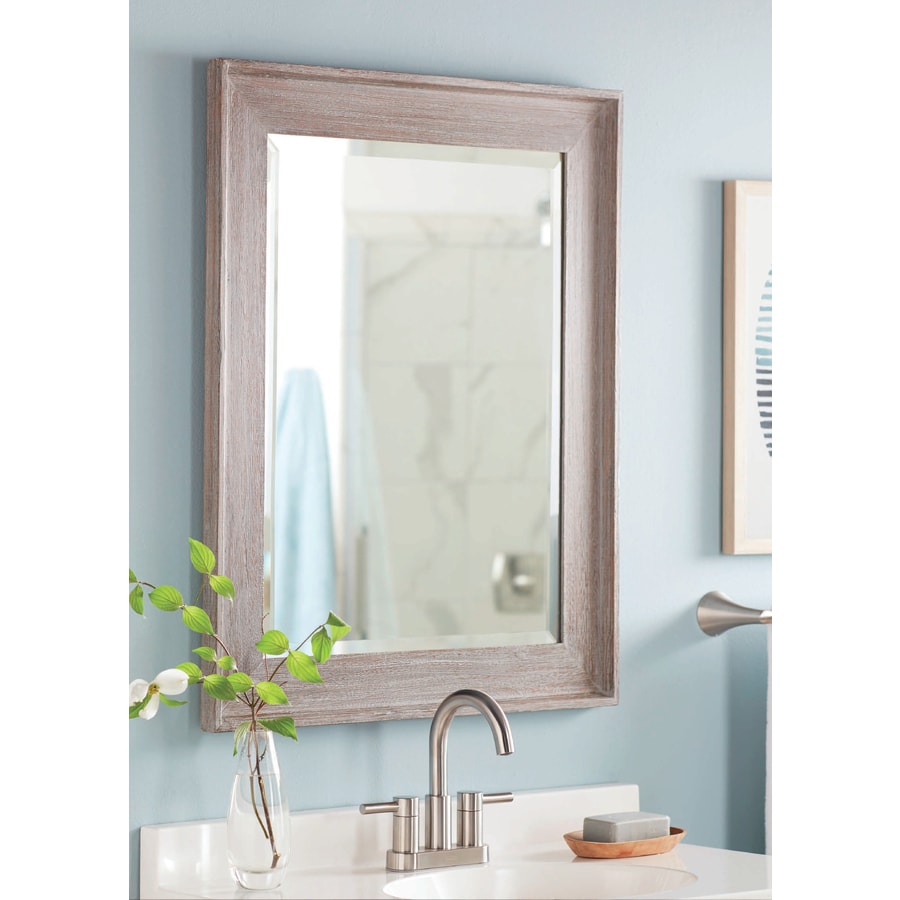 Gardner Glass Products 32 In L X 26 In W Gray Beveled Wall Mirror In