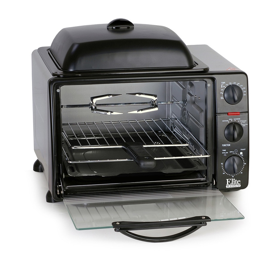 Elite 6Slice Black Convection Toaster Oven with Rotisserie and Auto