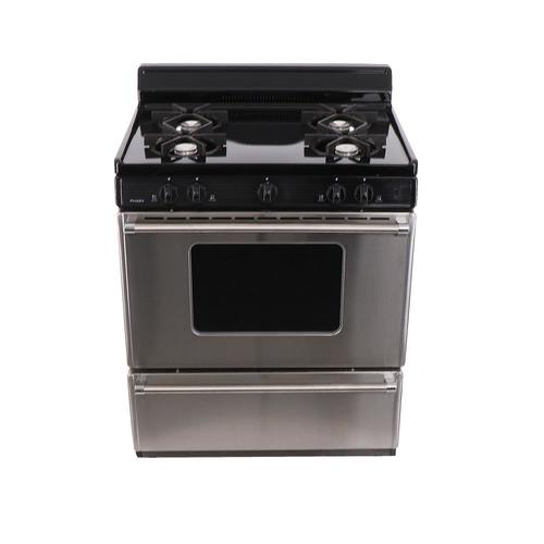 Premier 30in 4 Burners 3.9cu ft Freestanding Gas Range (Stainless Front with Black Sides and