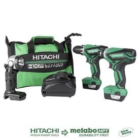 Hitachi 3-Tool 12-Volt Max Power Tool Combo Kit with Soft Case (Charger Included and 2-Batteries Included)