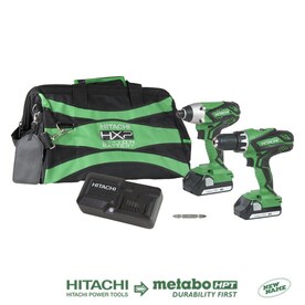 Hitachi 2-Tool 18-Volt Power Tool Combo Kit with Soft Case (Charger Included and 1-Battery Included)