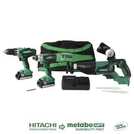 Hitachi 4-Tool 18-Volt Brushless Power Tool Combo Kit with Soft Case (Charger Included and 2-Batteries Included)