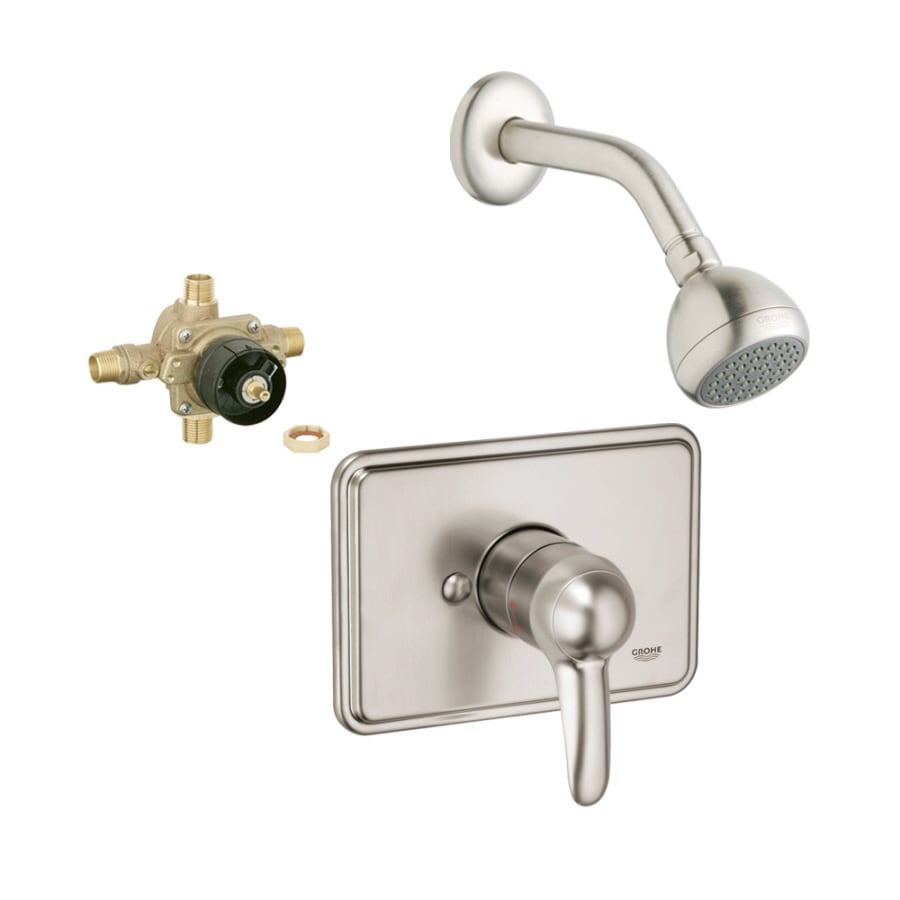 GROHE Talia Brushed Nickel 1-Handle Shower Faucet with Single-Function ...