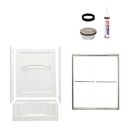 Sterling Advantage White Vikrell Wall and Floor 4Piece Alcove Shower