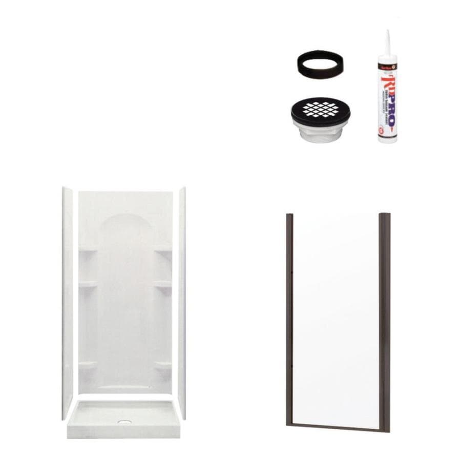 Shop Sterling Ensemble White 4-Piece Alcove Shower Kit (Common: 34-in x ...