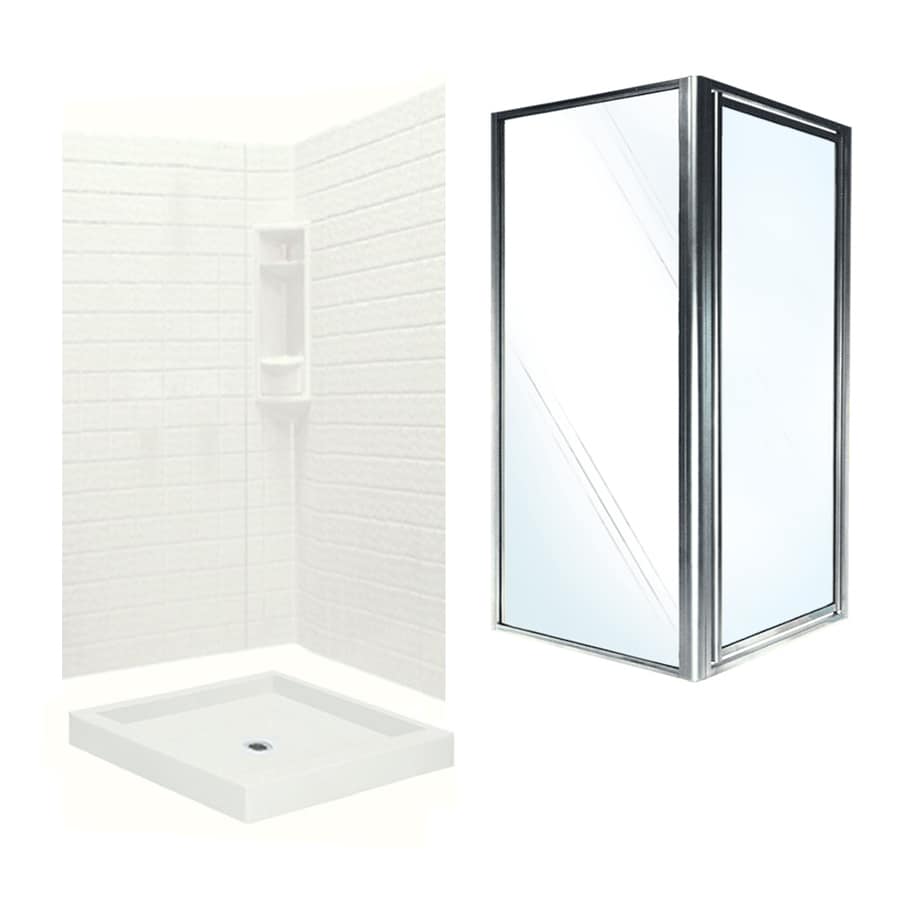 Swanstone Veritek Bisque Fiberglass And Plastic Composite Wall Swanstone Veritek Bisque Fiberglass And Plastic Composite Wall Floor Square 3 Piece Corner Shower Kit Actual 71 625 In X 38 75