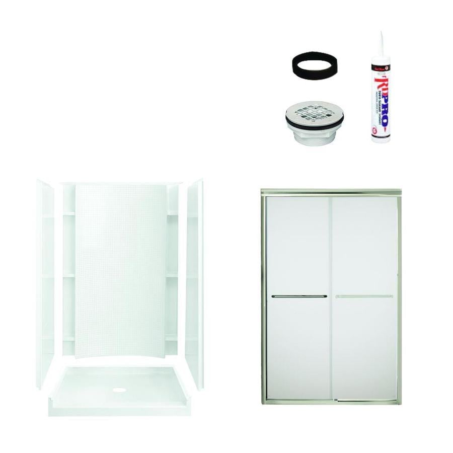 Sterling Accord White Vikrell Wall and Floor 5Piece Alcove Shower Kit