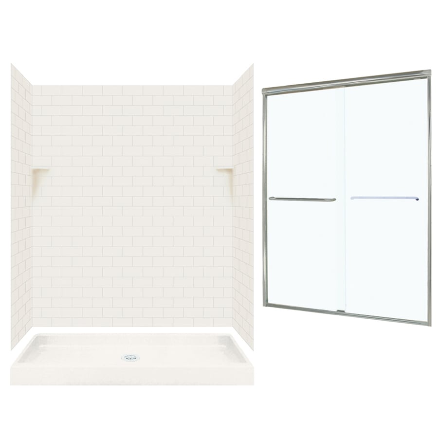 SWAN Bisque 5Piece 60in x 34in x 72in Alcove Shower Kit in the
