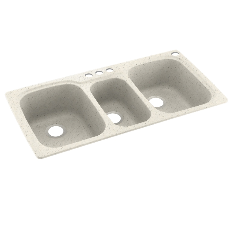 SWAN 44-in x 22-in Tahiti Matrix Triple Bowl Drop-In 4-Hole Residential Kitchen Sink