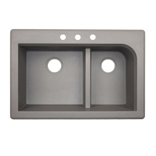 Swanstone 33in x 22in Metallico Double Offset Bowl DropIn or Undermount 3Hole Residential