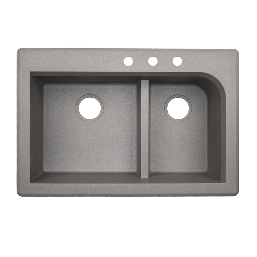 Swanstone Dualmount 33in x 22in Metallico Double Offset Bowl 3Hole