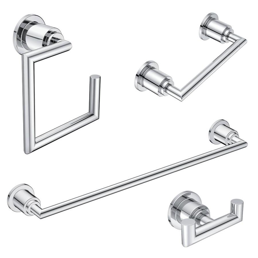 Moen 4 Piece Arris Chrome Decorative Bathroom Hardware Set At Moen 4 Piece Arris Chrome Decorative Bathroom Hardware Set