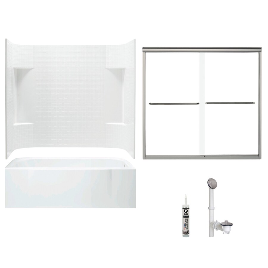 Sterling Accord White 5Piece 60in x 30in x 74in Bathtub Shower Kit