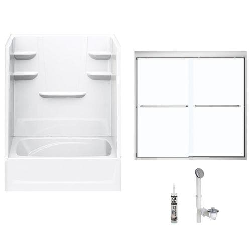 A2 White 5-Piece 60-in x 42-in x 79-in Bathtub Shower Kit in the ...