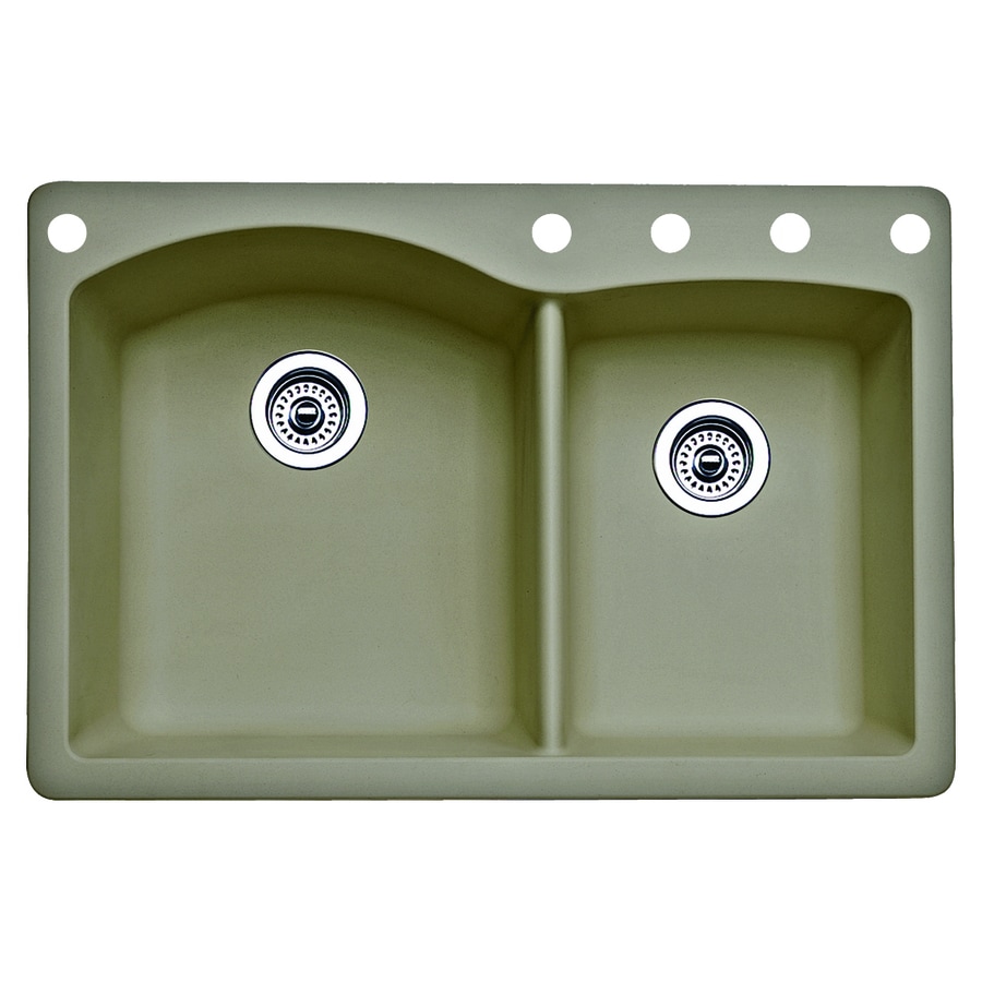 Blanco Diamond 33 In X 22 Truffle Brown Double Basin Drop Or