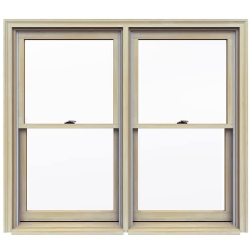 JELD-WEN Tradition Plus 58.75-in X 52.5-in Wood Replacement Natural ...