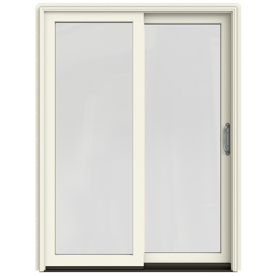 JELD-WEN Clear Glass Clad-Wood Right-Hand Double Door Sliding Patio ...