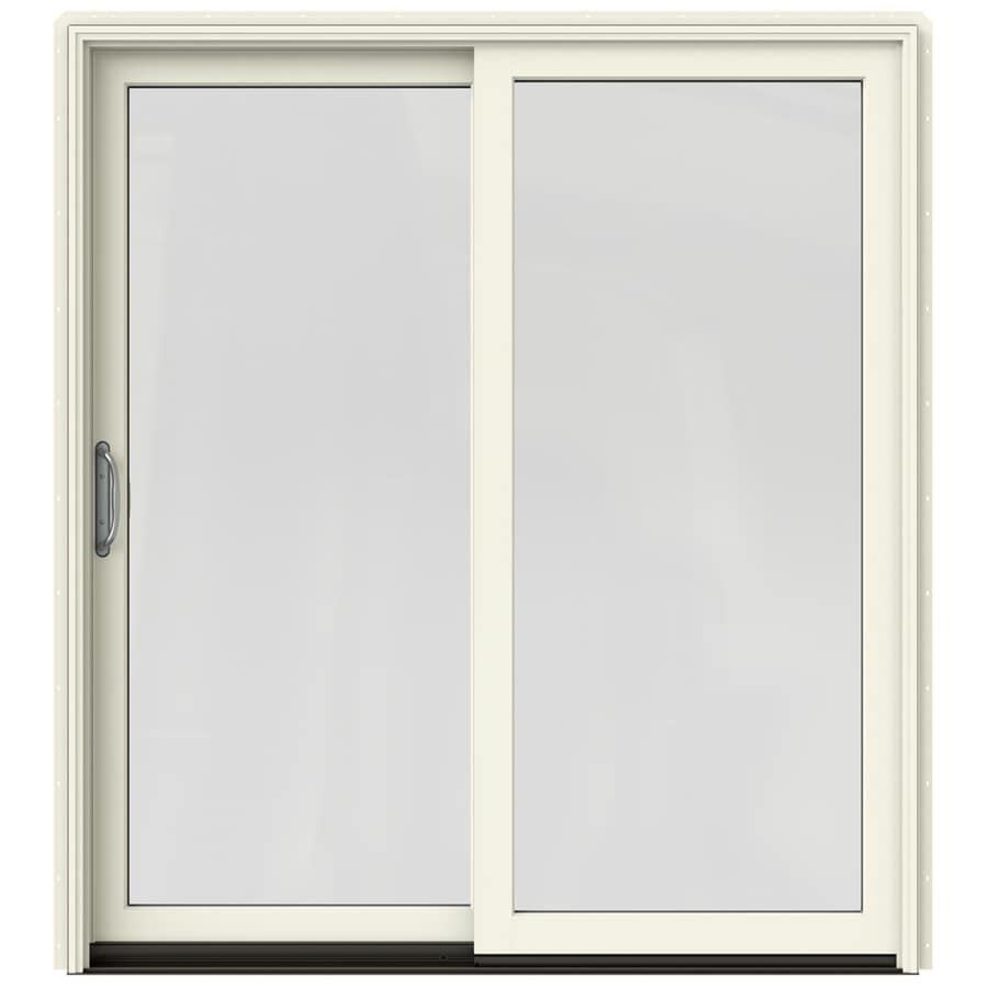 Jeld Wen French Vanilla Clad Wood Sliding Solid Core Patio Door Jeld Wen French Vanilla Clad Wood Sliding Solid Core Patio Door With Screen