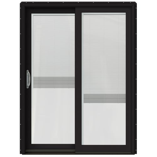 JELDWEN 60in x 80in Blinds Between The Glass Black CladWood Left