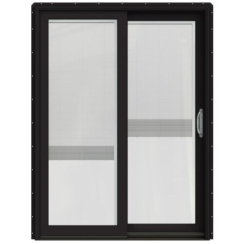 Jeld Wen 60 In X 80 In Blinds Between The Glass Black Clad Wood Right Hand Double Door Sliding 