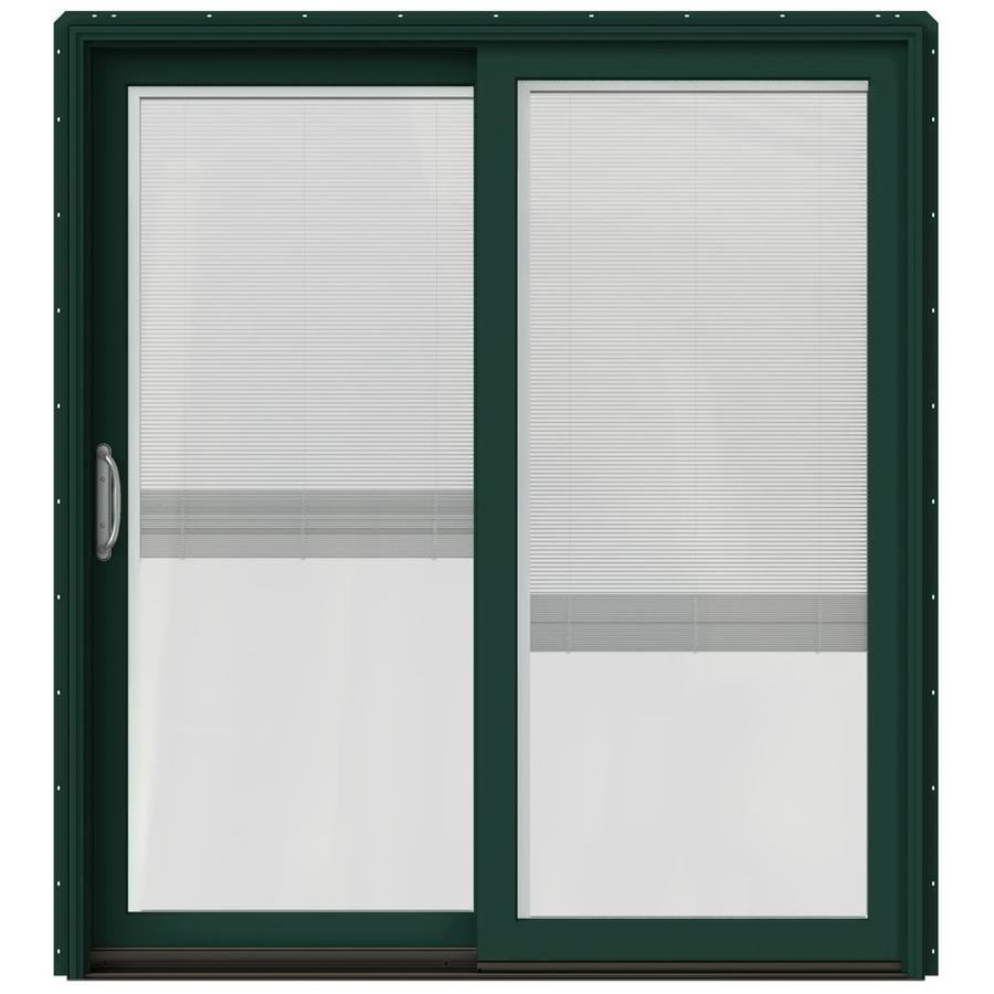  Blinds Between the Glass Hartford Green Wood Sliding Patio Door with